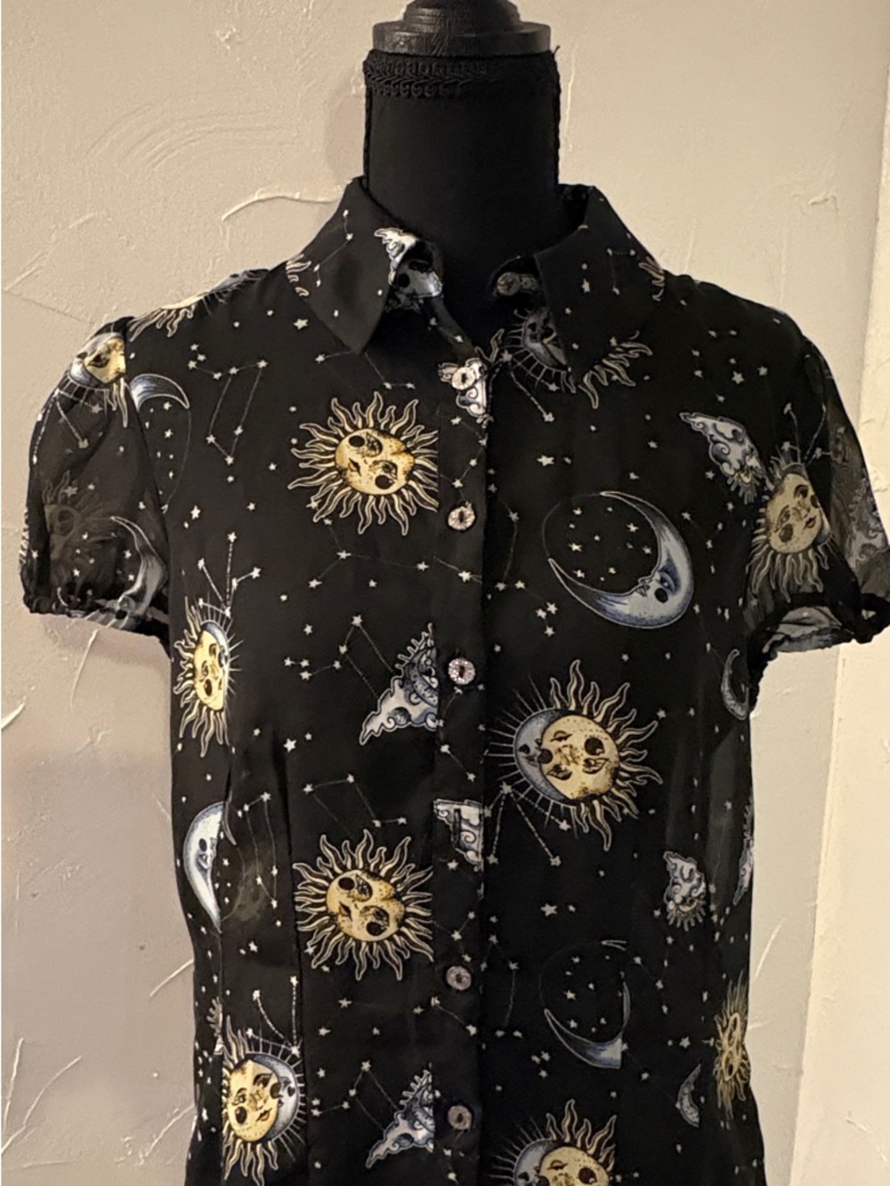 Hell Bunny Black Celestial Sun & Moon Blouse